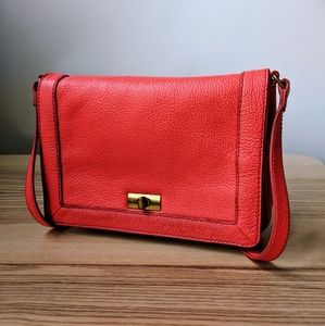 J. Crew coral leather mini shoulder crossbody bag